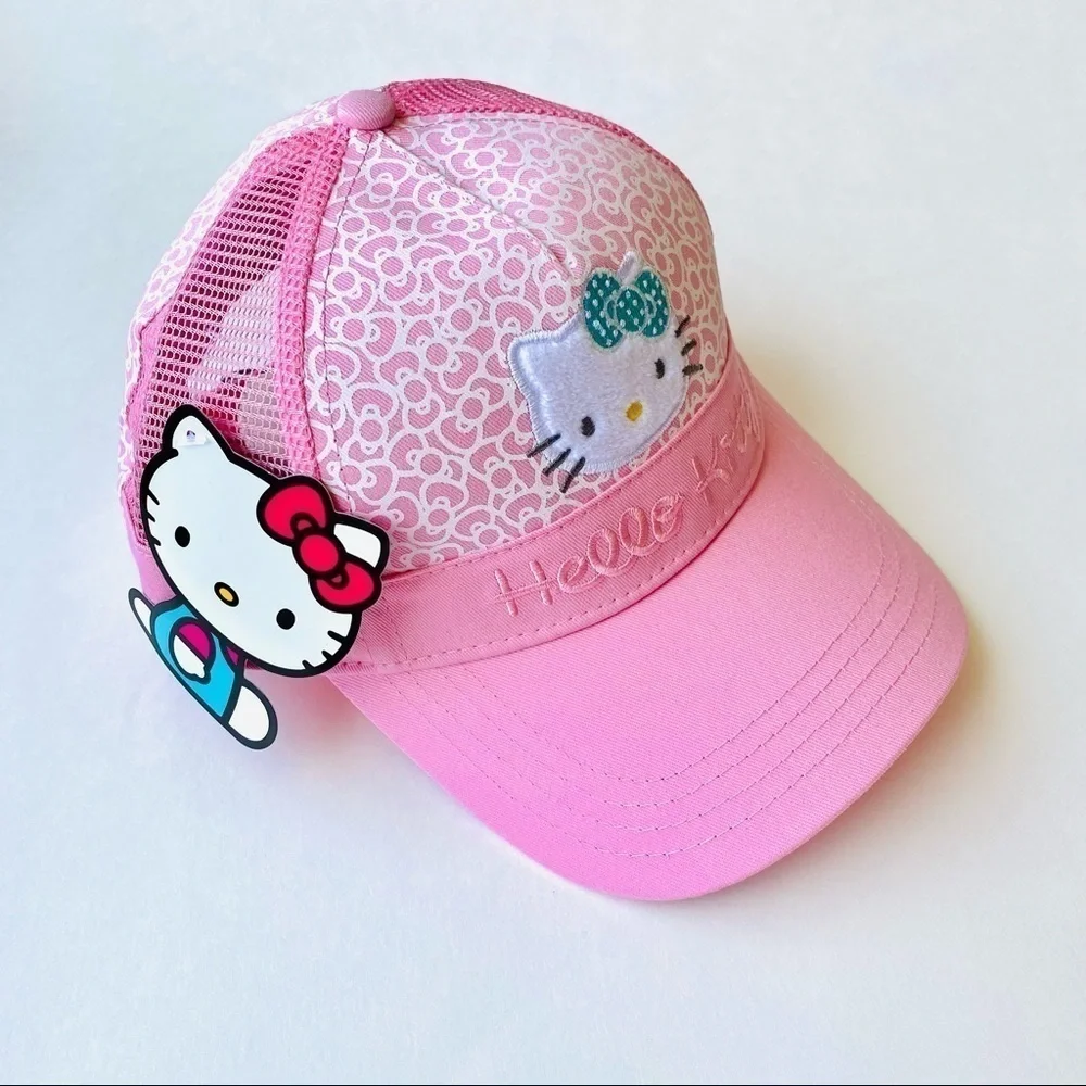 HELLO Kitty Pink Mesh Trucker Hat Women + Girls - Picture 7 of 16